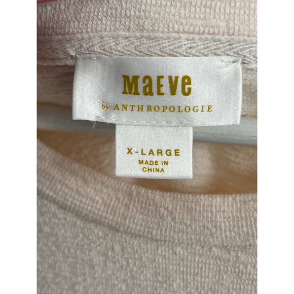Maeve by Anthropologie Textured-Sleeve Round Neck Blouse Top Cream Women's XL - Picture 7 of 11